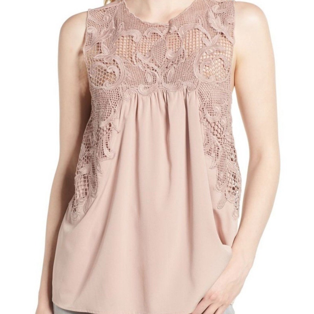Dusty Rose Lace Yoke Top Size Sm Vintage Inspired Coquette Festival Feminine